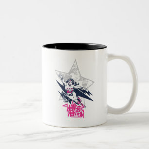 Caneca De Café Em Dois Tons Gráfico de Caracteres Voadores do Glam Rock da Mu