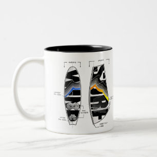 Caneca De Café Em Dois Tons Gráfico de Conselho e de velas para artes de nave