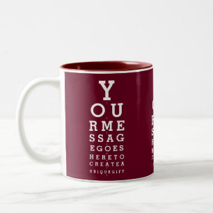 Caneca De Café Em Dois Tons Gráfico de Visão Personalizado Vermelho Borgonha c