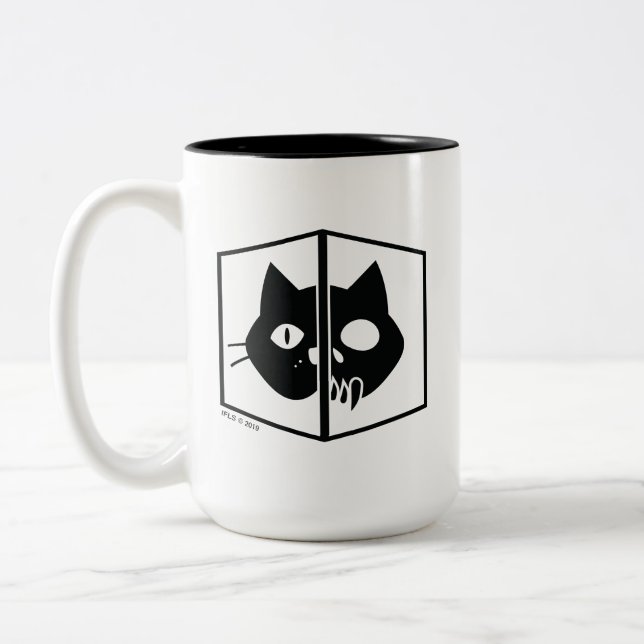Caneca De Café Em Dois Tons Gráfico do gato de Schrödinger (Esquerda)