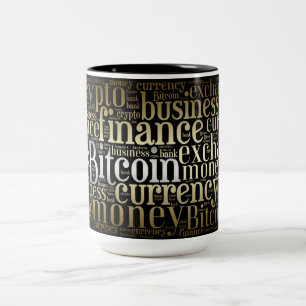 Caneca De Café Em Dois Tons Gráficos de wordart com logotipo Bitmoney