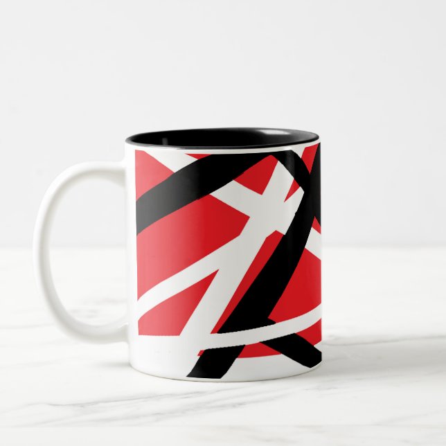 Caneca De Café Em Dois Tons Gráficos Vermelho, Preto e Branco (Esquerda)