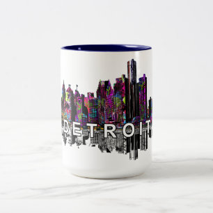 Caneca De Café Em Dois Tons Grafite da Cidade de Detroit