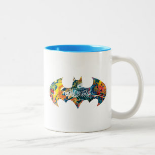Caneca De Café Em Dois Tons Grafite do logotipo Batman Neon/80s