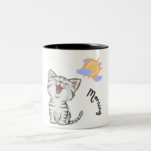 Caneca De Café Em Dois Tons Grama Preta Branca de Gato (Centro)