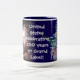 Caneca De Café Em Dois Tons Grand Lake celebra 250 anos dos EUA com fogos de a