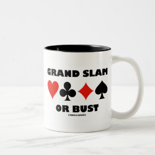 Caneca De Café Em Dois Tons Grand Slam Ou Bust Bridge Game Quatro Placas