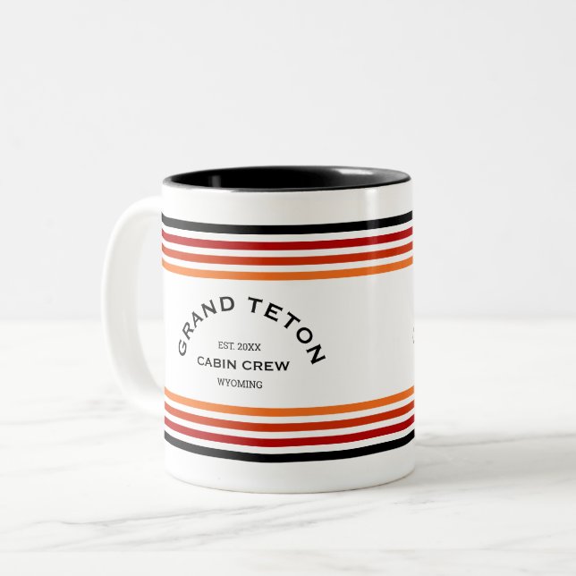 Caneca De Café Em Dois Tons Grand Teton Cabin Club Custom Crest Park Stripe (Frente Esquerda)