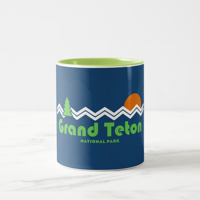 Caneca De Café Em Dois Tons Grand Teton National Park Retro (Centro)