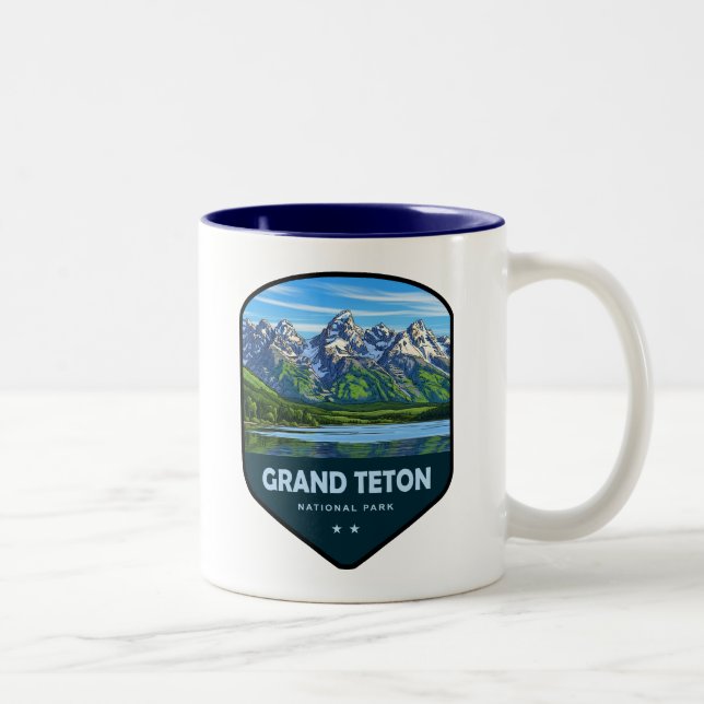 Caneca De Café Em Dois Tons Grand Teton National Park Shield (Direita)