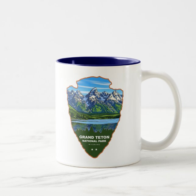 Caneca De Café Em Dois Tons Grand Teton National Park Wyoming Arrowhead (Direita)