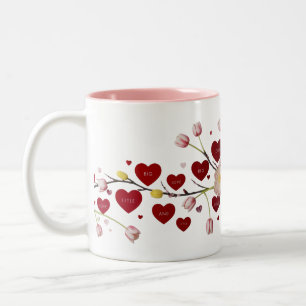 Caneca De Café Em Dois Tons Grande Amor Pequeno Amor Tipografia Floral
