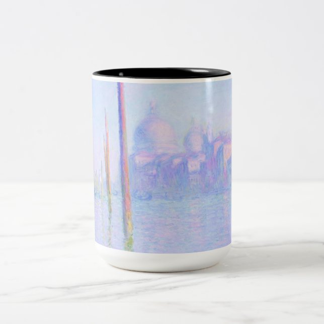 Caneca De Café Em Dois Tons Grande Canal em Veneza (por Claude Monet) (Centro)