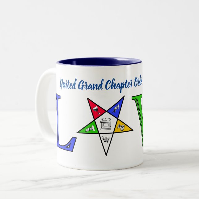 Caneca De Café Em Dois Tons Grande Capítulo OES (Frente Esquerda)