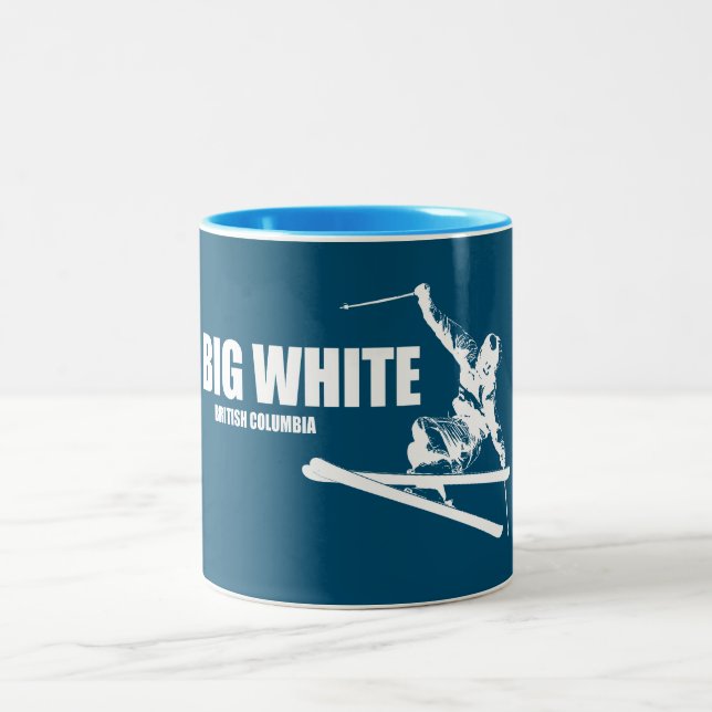 Caneca De Café Em Dois Tons Grande Colúmbia Britânica Branca Skier (Centro)