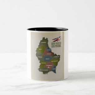 Caneca De Café Em Dois Tons Grande concha do mapa do luxemburgo