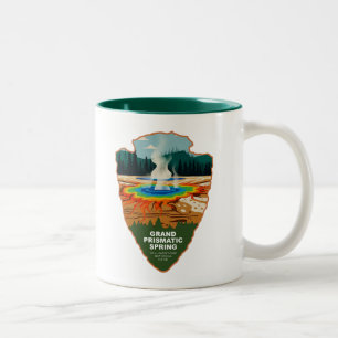 Caneca De Café Em Dois Tons Grande Fonte Prismática Yellowstone Arrowhead