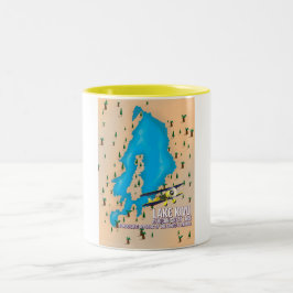 Caneca De Café Em Dois Tons Grande lago africano mapa de viagem do Lago Kivu.