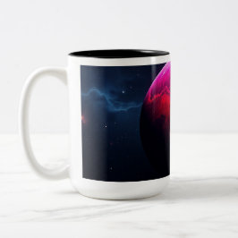 Caneca De Café Em Dois Tons Grande Planeta Rosa Brilhante