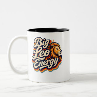 Caneca De Café Em Dois Tons Grande Retrato de Leão Energia Leo Aniversário Zod