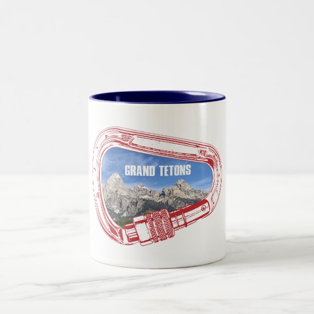 Caneca De Café Em Dois Tons Grande Tetons Subindo Carabineiro (Centro)