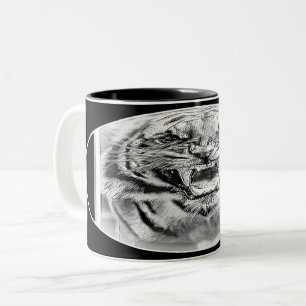 Caneca De Café Em Dois Tons Grandes modelos de gatos: Mad Tigers 01-04