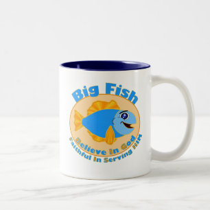 Caneca De Café Em Dois Tons Grandes Peixes Creem em Deus