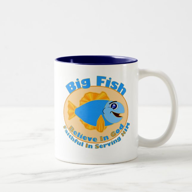 Caneca De Café Em Dois Tons Grandes Peixes Creem em Deus (Direita)