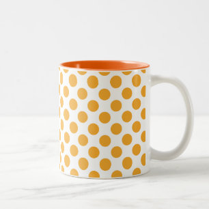 Caneca De Café Em Dois Tons Grandes pontos laranja em branco