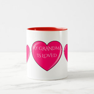 Caneca De Café Em Dois Tons GRANDMA com café de corações cor-de-rosa ou can