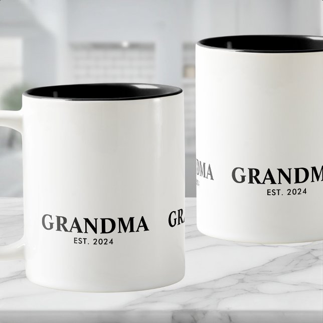 Caneca De Café Em Dois Tons Grandma Established New Grandma Gift (Criador carregado)