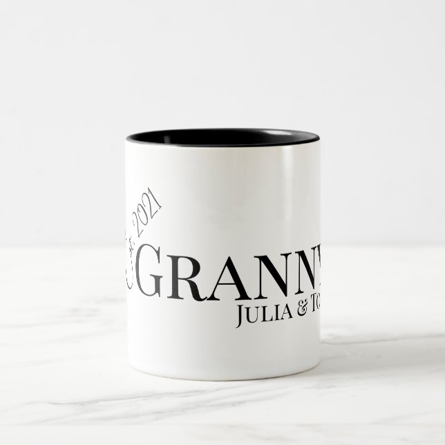 Caneca De Café Em Dois Tons Granny or Grammy Established Custom Year Modern  (Centro)
