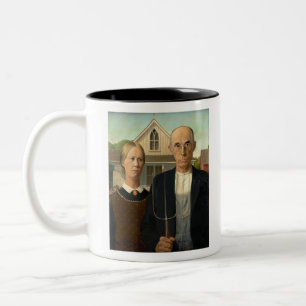 Caneca De Café Em Dois Tons Grant Wood American Gothic