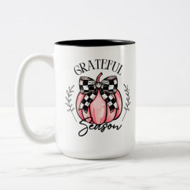 Caneca De Café Em Dois Tons Grateful Season Pumpkin Fall
