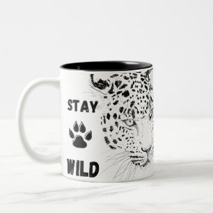 Caneca De Café Em Dois Tons Grático de Leopardo Selvagem