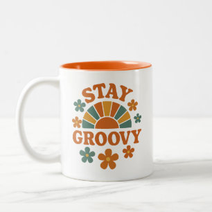 Caneca De Café Em Dois Tons Grático Retro Sunshine Fique Groovy