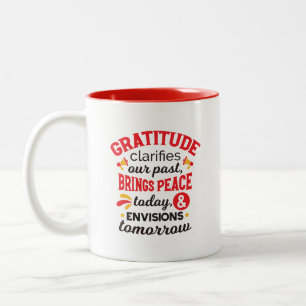 Caneca De Café Em Dois Tons Gratidão Esclarece Nosso Passado – Arte Inspirador