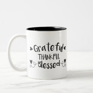 Caneca De Café Em Dois Tons Gratificado Agradecido Abençoado