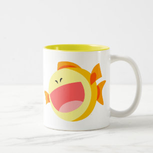 Caneca De Café Em Dois Tons Grátis e Felizes Cartoon Fish Mug