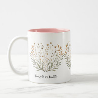 Caneca De Café Em Dois Tons Gratuito, selvagem e bonito: Floral Boho Mug