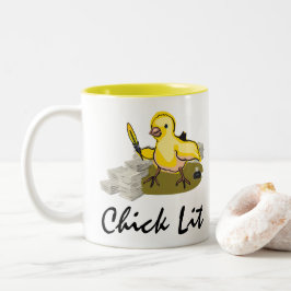 Caneca De Café Em Dois Tons Gravador de Lit de pintinho com Folha de Papel e F