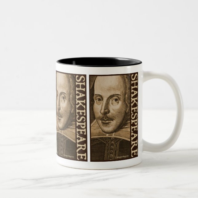 Caneca De Café Em Dois Tons Gravuras de Shakespeare Droeshout (Direita)
