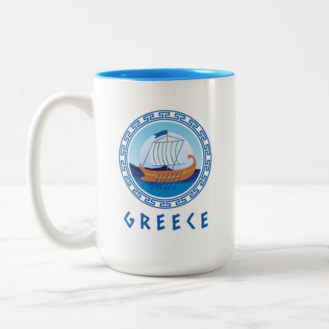 Caneca De Café Em Dois Tons Grécia de navio grego Design de  (Esquerda)