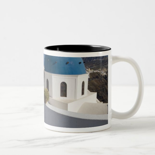 Caneca De Café Em Dois Tons Grécia e Ilha Grega de Santorini a partir do (Direita)