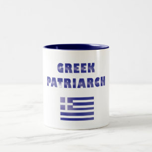 Caneca De Café Em Dois Tons Grécia Patriarca Grego Marinho Branco Azul