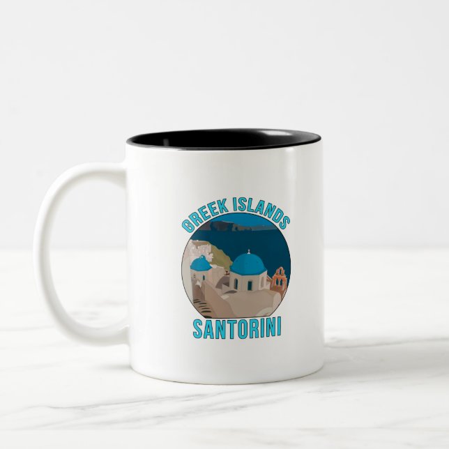 Caneca De Café Em Dois Tons Greek Islands Santorini (Esquerda)
