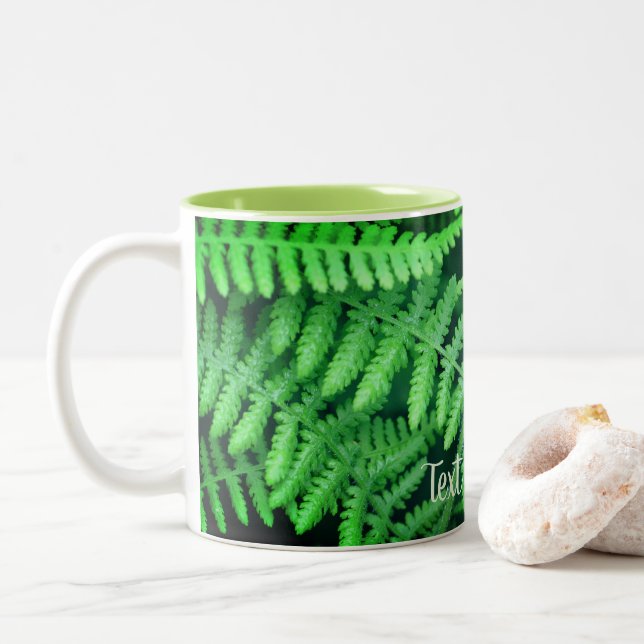 Caneca De Café Em Dois Tons Green Ferns Nature Personalizado (Com Donut)