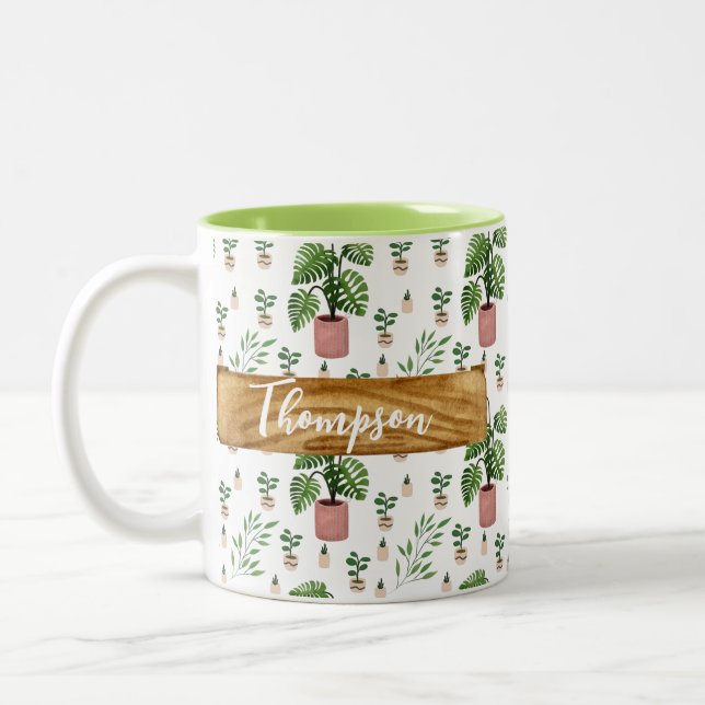 Caneca De Café Em Dois Tons Green fresh Plant Lovers (Esquerda)