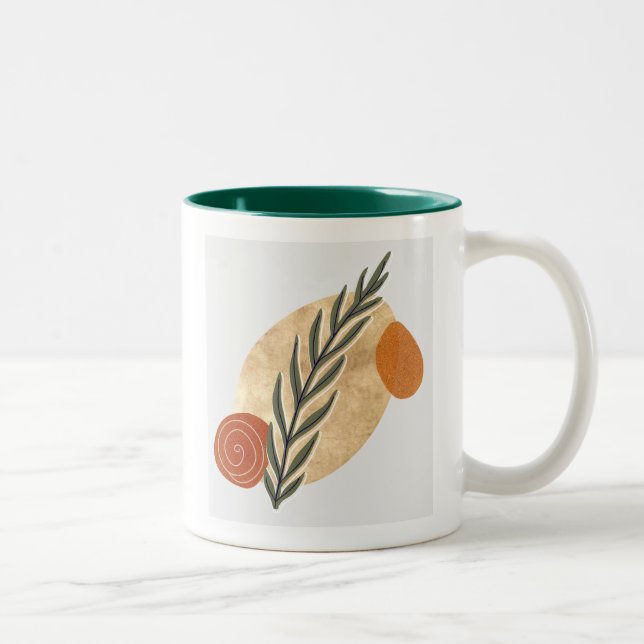 Caneca De Café Em Dois Tons Green Stalk Boho (Direita)