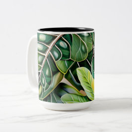 Caneca De Café Em Dois Tons Green Tropical Leaves Housewarming Gift